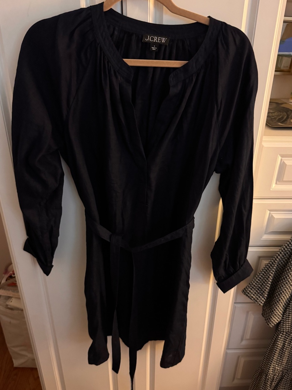 JCrew size small navy linen dress, like new